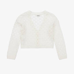 Elsy-Girls Ivory Lace Knit Cotton Cardigan | Childrensalon Outlet