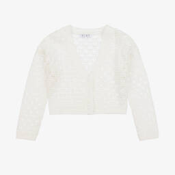 Elsy-Girls Ivory Lace Knit Cotton Cardigan | Childrensalon Outlet