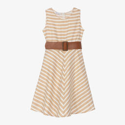 Elsy-Girls Ivory Striped Dress | Childrensalon Outlet