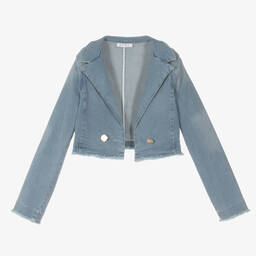 إلسي-جاكيت قصير قطن دنيم لون أزرق فاتح للبنات | Childrensalon Outlet