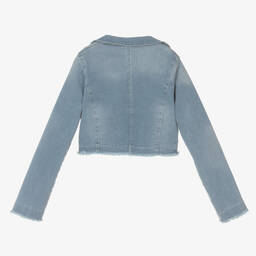 إلسي-جاكيت قصير قطن دنيم لون أزرق فاتح للبنات | Childrensalon Outlet