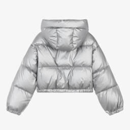 Elsy-Girls Metallic Silver Puffer Coat | Childrensalon Outlet