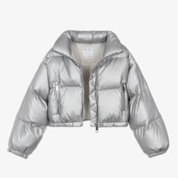 Elsy-Girls Metallic Silver Puffer Coat | Childrensalon Outlet