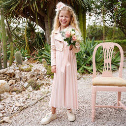 Elsy-جمبسوت بكسرات شيفون لون زهري للبنات | Childrensalon Outlet