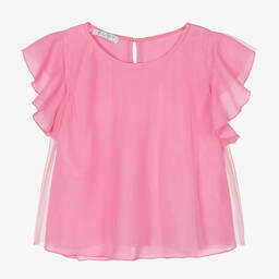 Elsy-Girls Pink Tulle Blouse  | Childrensalon Outlet