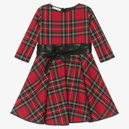 couture by Elsy-Girls Red Tartan Belted Dress | Childrensalon Outlet