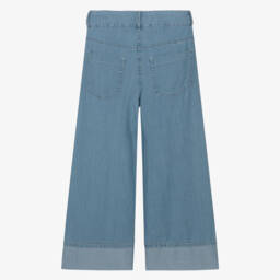 couture by Elsy-بنطلون واسع للبنات من قماش الشمبراي الأزرق السماوي | Childrensalon Outlet