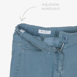 couture by Elsy-بنطلون واسع للبنات من قماش الشمبراي الأزرق السماوي | Childrensalon Outlet