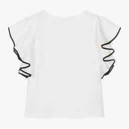 إلسي-تيشيرت قطن جيرسي لون أبيض للبنات | Childrensalon Outlet