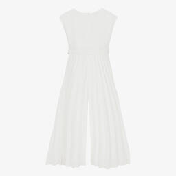 Elsy-Girls White Crêpe Pleated Jumpsuit | Childrensalon Outlet
