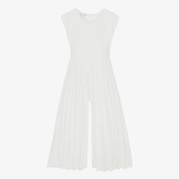 Elsy-Girls White Crêpe Pleated Jumpsuit | Childrensalon Outlet