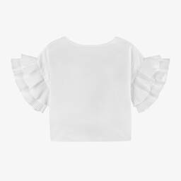 Elsy-Girls White Frill Sleeve Blouse | Childrensalon Outlet