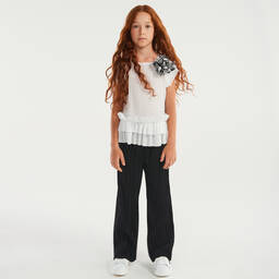 Elsy-Белая плиссированная блузка для девочек | Childrensalon Outlet