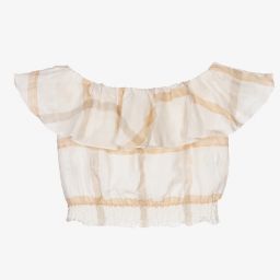 Elsy-Ivory & Beige Viscose Blouse | Childrensalon Outlet