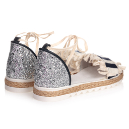 Elsy-صندل قماش لون عاجي وكحلي للبنات | Childrensalon Outlet