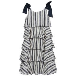 Elsy-Кремовое платье миди в синюю полоску | Childrensalon Outlet