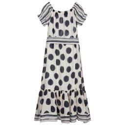 Elsy-فستان طويل فيسكوز لون عاجي وكحلي | Childrensalon Outlet