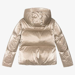Elsy-Metallic Rose Gold Down Puffer Jacket | Childrensalon Outlet