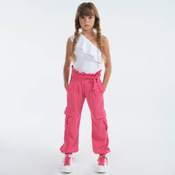 Elsy-Pink Viscose Cargo Trousers | Childrensalon Outlet