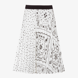 إلسي-تنورة ماكسي شيفون بكسرات لون أبيض وأسود | Childrensalon Outlet