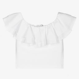 Elsy-White Cotton Bardot Top | Childrensalon Outlet