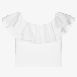 Elsy-White Cotton Bardot Top | Childrensalon Outlet