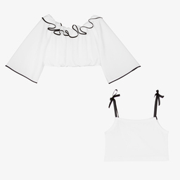 Elsy-White Crêpe Chiffon Blouse | Childrensalon Outlet