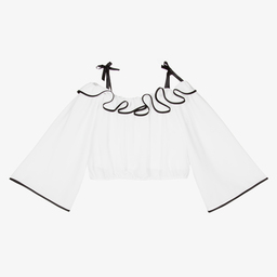 Elsy-White Crêpe Chiffon Blouse | Childrensalon Outlet