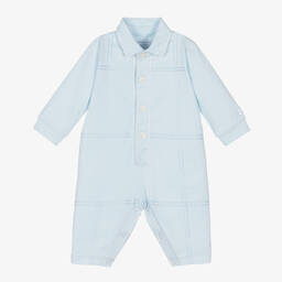 Emile et Rose-Baby Boys Blue Cotton Romper | Childrensalon Outlet