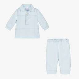 Emile et Rose-Baby Boys Blue Cotton Trouser Set | Childrensalon Outlet