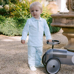 Emile et Rose-Baby Boys Blue Cotton Trouser Set | Childrensalon Outlet