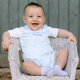 Emile et Rose-Baby Boys Blue & White Cotton Shortie | Childrensalon Outlet