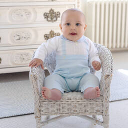 Emile et Rose-Бело-голубой ромпер для малышей | Childrensalon Outlet