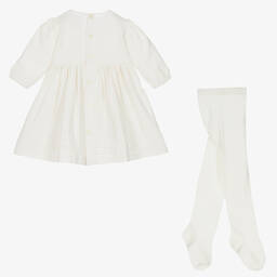 Emile et Rose-Кремовое хлопковое платье и колготки | Childrensalon Outlet