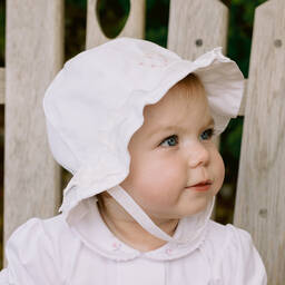 Emile et Rose-Baby Girls Pink Cotton & Tulle Sun Hat | Childrensalon Outlet
