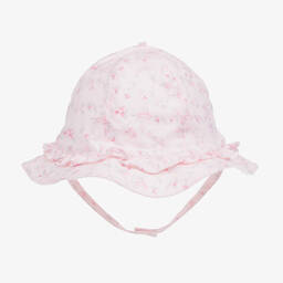 Emile et Rose-قبعة للشمس قطن جيرسي لون زهري بطبعة ورود | Childrensalon Outlet