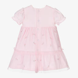 Emile et Rose-فستان قطن جيرسي لون زهري مطرز بورود للمولودات | Childrensalon Outlet