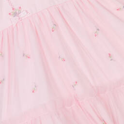 Emile et Rose-فستان قطن جيرسي لون زهري مطرز بورود للمولودات | Childrensalon Outlet