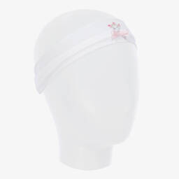 إيميل إي روز-طوق للرأس قطن جيرسي لون أبيض للمولودات | Childrensalon Outlet