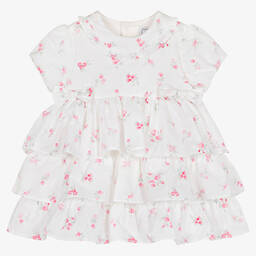 Emile et Rose-Baby Girls White Plumeti Cotton Dress | Childrensalon Outlet