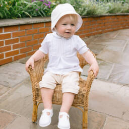 Emile et Rose-Boys Beige & White Summer Shorts Ensemble | Childrensalon Outlet