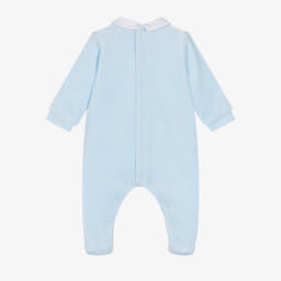 Emile et Rose-Голубой велюровый комбинезон с вышивкой для мальчиков | Childrensalon Outlet