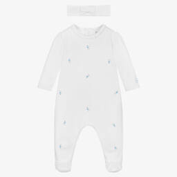 Emile et Rose-Girls White Cotton Babygrow Set | Childrensalon Outlet