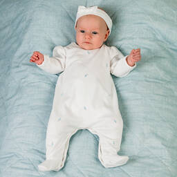 Emile et Rose-Girls White Cotton Babygrow Set | Childrensalon Outlet