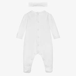 Emile et Rose-Girls White Cotton Babygrow Set | Childrensalon Outlet