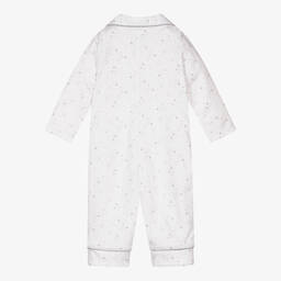Emile et Rose-White & Grey Cotton Babysuit | Childrensalon Outlet