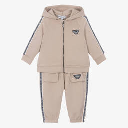 Emporio Armani-Baby Boys Beige Tracksuit | Childrensalon Outlet