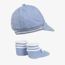 Emporio Armani-Baby Boys Blue Cap & Booties Gift Set | Childrensalon Outlet