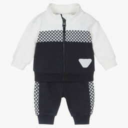 Emporio Armani-Baby Boys Blue Cotton Tracksuit | Childrensalon Outlet