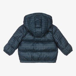 Emporio Armani-Baby Boys Blue Houndstooth Puffer Coat | Childrensalon Outlet